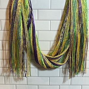 Mardi Gras Metallic Shimmer Fringe Scarf